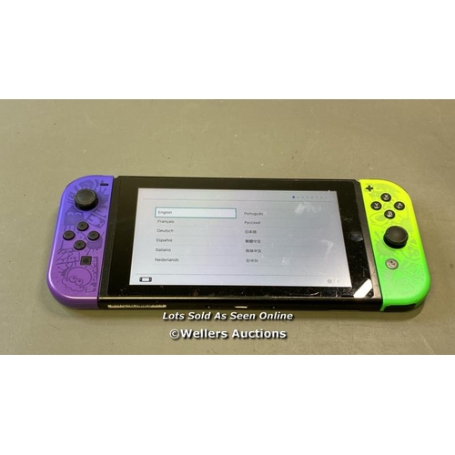 9590 - NINTENDO SWITCH / HAC-001 / SN: XKJ70067870465 / NON NINTENDO JOYCONS / RESTORED TO FACTORY DEFAULTS