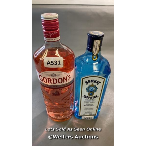 9753 - X1 NEW GORDONS GIN 37.5% VOL. 1L AND X1 NEW BOMBAY SAPPHIRE GIN 47% VOL. 1L