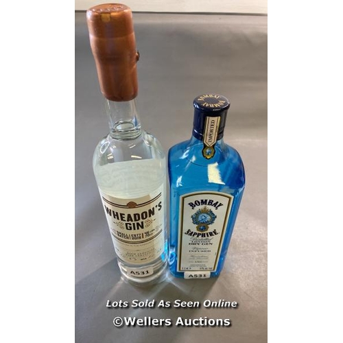 9754 - X1 NEW WHEADON'S GIN 46% VOL. 70CL AND X1 NEW BOMBAY SAPPHIRE 47% VOL. 1L