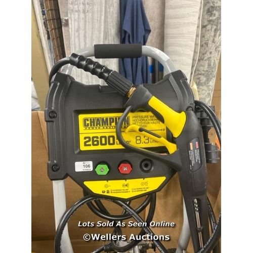 106 - CHAMPION PETROL 2600 PSI PRESSURE WASHER / SIGNS OF USE / P