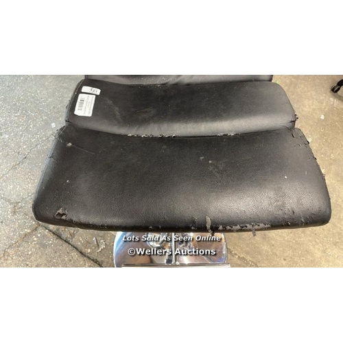 121 - BENNETT GASLIFT BAR STOOL / DAMAGED LEATHER / SIGNS OF USE / P