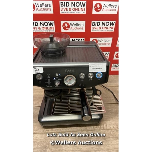 184 - SAGE THE BARISTA EXPRESS IMPRESS BEAN TO CUP COFFEE MACHINE IN BLACK STAINLESS STEEL (SES876BST4GUK1... 