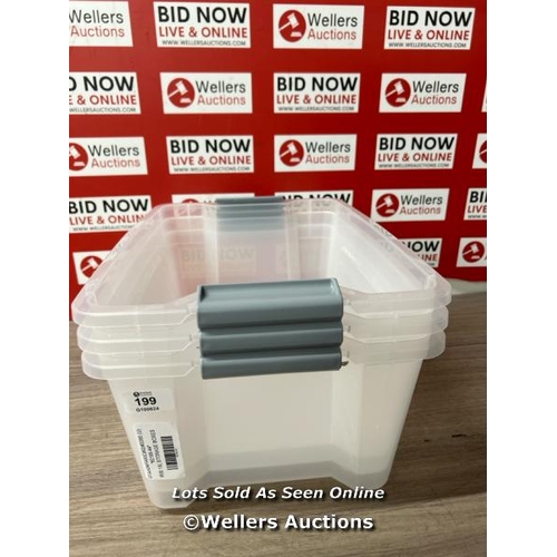 199 - IRIS 15L STORAGE BOXES / WITHOUT LIDS / APPEARS NEW   / E10