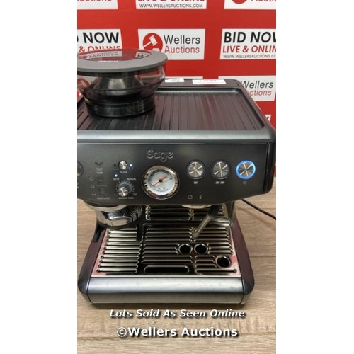 209 - SAGE THE BARISTA EXPRESS IMPRESS BEAN TO CUP COFFEE MACHINE IN BLACK STAINLESS STEEL (SES876BST4GUK1... 