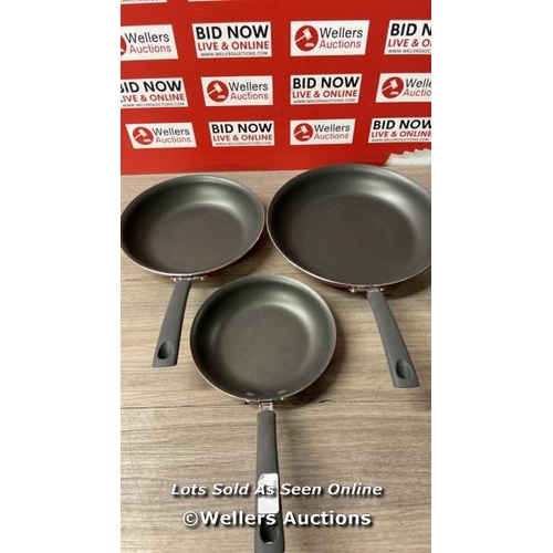 67 - TRAMONTINA FRYING PAN 3PK (20CM, 25CM & 30CM) / MINIMAL SIGNS OF USE / A43