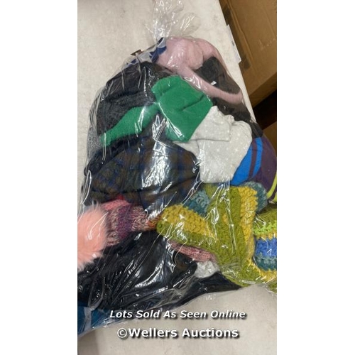 736 - BAG OF SCARVES, HATS AND GLOVES