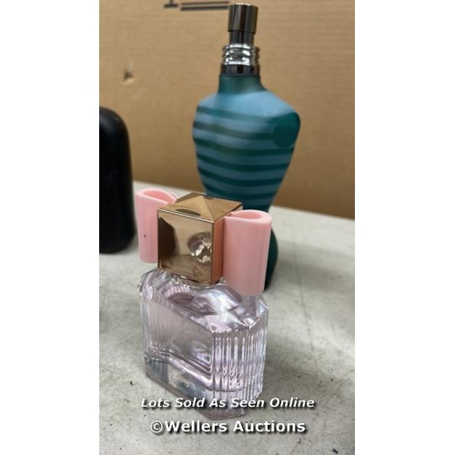 874 - BAG OF PART USED PERFUMES AND FRAGRANCES INCL. JEAN PAUL GAULTIER, VIKTOR ROLF, HUGO BOSS AND DIOR