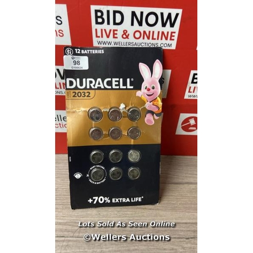 98 - DURACELL 2032 COIN 12PK / MINIMAL SIGNS OF USE / A46