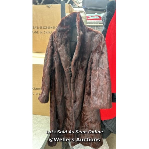 7145 - REAL FUR WOMENS COAT CHOCOLATE BROWN SIZE-L(APPROX)