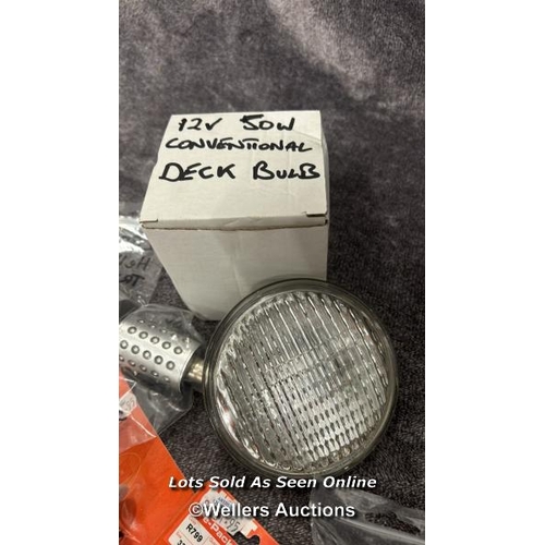 898 - ASSORTED LIGHT BULBS INCLUDING A 12V 50W CONVENTIONAL DECK BULB