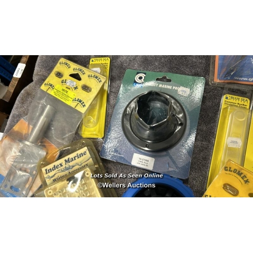 916 - LARGE SELECTION OF NEW MARINE SUNDRIES INCLUDING LIGHTS, PLASTIMO RIGGING SCREW COVERS, MASTHEAD MOU... 