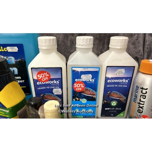 917 - ASSORTED MARINE CLEANING ITEMS INCLUDING AQUA CLEAN, ECOWORKS AND FARECLA