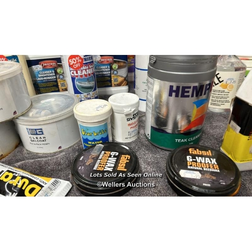 918 - A LARGE SELECTION OF BOAT CLEANING CHEMICALS INCLUDING STAR BRITE, HEMPEL, BOATLIFE AND OWATROL