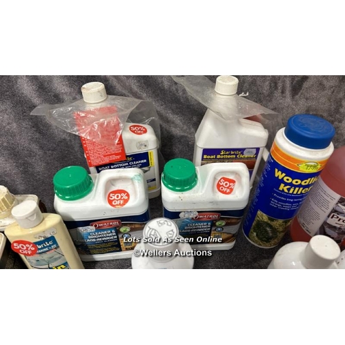 918 - A LARGE SELECTION OF BOAT CLEANING CHEMICALS INCLUDING STAR BRITE, HEMPEL, BOATLIFE AND OWATROL