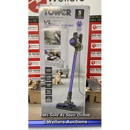 7455 - TOWER T513006PETS VL20 3-IN-1 PERFORMANCE CORDED VACUUM CLEANER WITH HEPA FILTER & PET BRUSH, 1L CAP... 