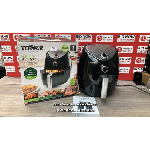 7498 - TOWER T17021 FAMILY SIZE AIR FRYER WITH RAPID AIR CIRCULATION, 60-MINUTE TIMER, 4.3L, 1500W, BLACK /... 