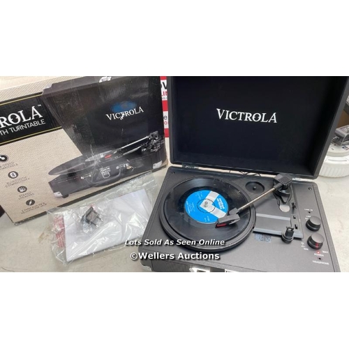 7535 - VICTROLA JOURNEY PORTABLE RECORD PLAYER - SUITCASE 5.0 BLUETOOTH TURNTABLE WITH 3-SPEEDS, BUILT-IN S... 