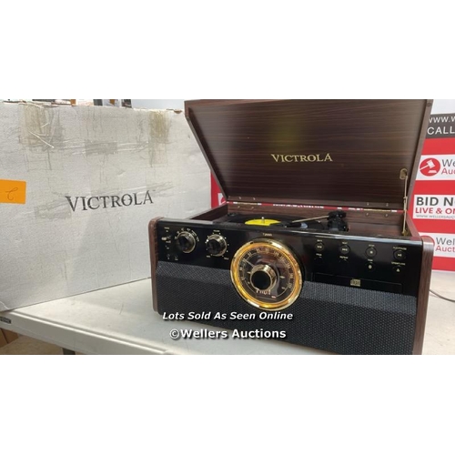 7536 - VICTROLA EMPIRE BLUETOOTH RECORD PLAYER - 6-IN-1 MUSIC CENTRE WITH 3-SPEED RECORD PLAYER WITH BUILT-... 