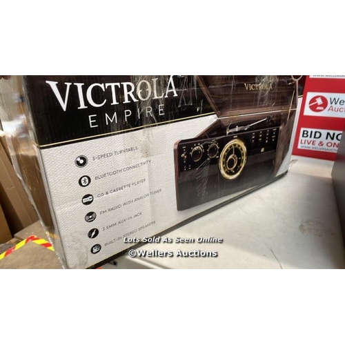 7536 - VICTROLA EMPIRE BLUETOOTH RECORD PLAYER - 6-IN-1 MUSIC CENTRE WITH 3-SPEED RECORD PLAYER WITH BUILT-... 