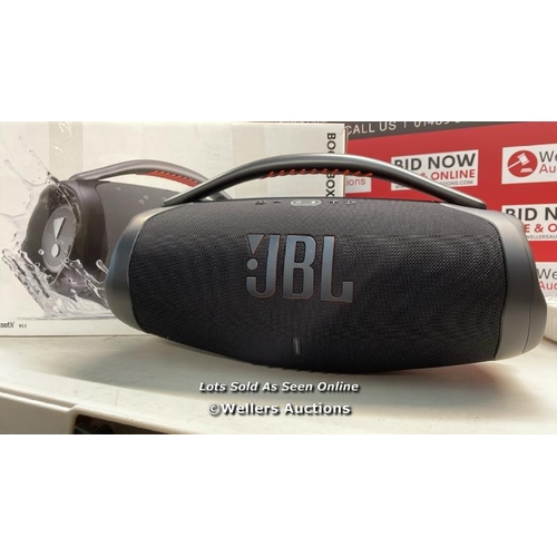 7537 - JBL BOOMBOX 3 WIRELESS BLUETOOTH SPEAKER, PORTABLE WATERPROOF SPEAKER WITH INDOOR AND OUTDOOR MODES,... 