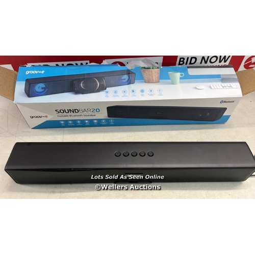 7541 - GROOV E SOUNDBAR 20 - PORTABLE BLUETOOTH SOUND BAR WITH USB, TF CARD, & AUX PLAYBACK - SPEAKER WITH ... 