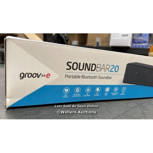 7545 - GROOV E SOUNDBAR 20 - PORTABLE BLUETOOTH SOUND BAR WITH USB, TF CARD, & AUX PLAYBACK - SPEAKER WITH ... 