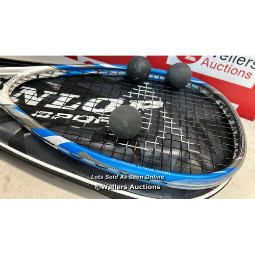 7601 - DUNLOP APEX HM6 CARBON SQUASH RACKET, 3 BALLS AND CARRY CASE / S47