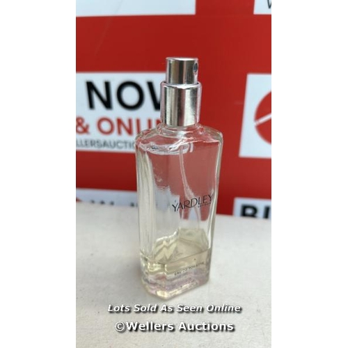 7604 - X4 USED PERFUMES INC. EMPORIO ARMANI STRONGER WITH YOU ABSOLUTLEY, YARDLEY LONDON, VERSACE THE DREAM... 