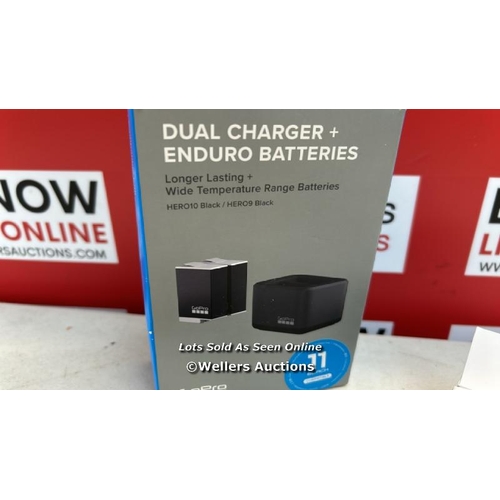 7609 - NEW GOPRO DUAL CHARGER AND ENDURO BATTERIES, DAMAGED BOX / S47