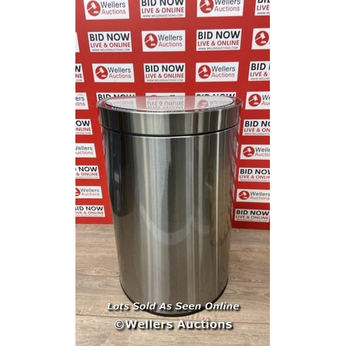 4014 - EKO STAINLESS STEEL SEMI-ROUND MOTION SENSOR BIN - 47L / MINIMAL SIGNS OF USE / P12