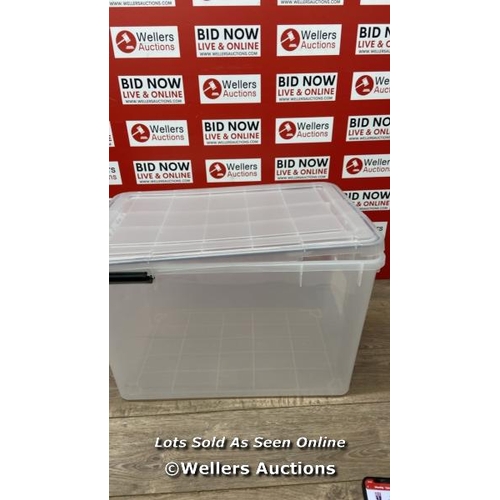 4148 - IRIS 70L STORAGE BOX / MINIMAL SIGNS OF USE / CLIPS MISSING/ DAMAGE IN PLACES / P5