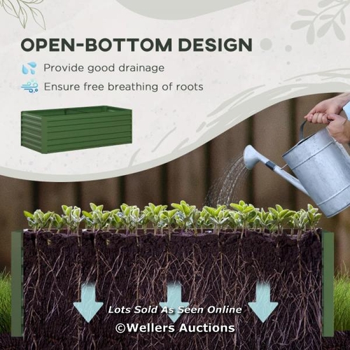 3103 - OUTSUNNY RAISED BEDS FOR GARDEN, GALVANISED STEEL OUTDOOR PLANTERS WITH MULTI-REINFORCED RODS, 180 X... 