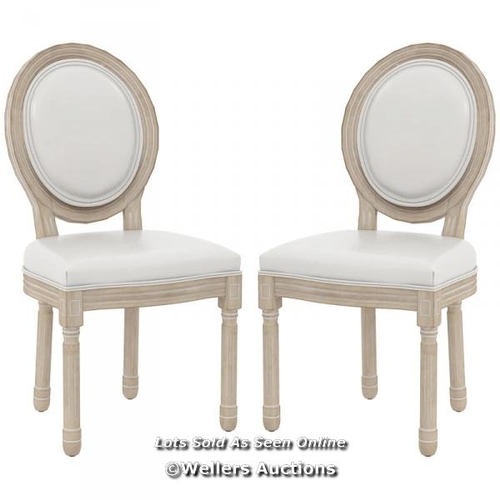 3105 - SET OF TWO FRENCH STYLE WOODEN DINING CHAIRS - CREAM WHITE / C