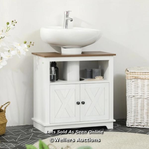 3125 - KLEANKIN UNDER SINK CABINET BATHROOM VANITY UNIT WITH DOUBLE DOORS AND STORAGE SHELVES, 60 X 30 X 60... 