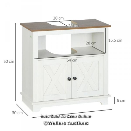 3125 - KLEANKIN UNDER SINK CABINET BATHROOM VANITY UNIT WITH DOUBLE DOORS AND STORAGE SHELVES, 60 X 30 X 60... 