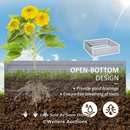 3128 - OUTSUNNY SET OF 2 291L RAISED GARDEN BED, ELEVATED GALVANISED PLANTER BOX FOR FLOWERS, HERBS, 100X10... 