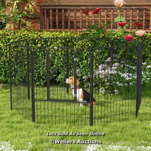 3144 - PAWHUT 8 PANELS HEAVY DUTY PUPPY PLAYPEN, FOR LARGE, MEDIUM DOGS, INDOOR AND OUTDOOR USE - BLACK / C