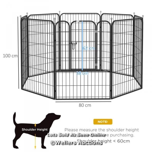 3144 - PAWHUT 8 PANELS HEAVY DUTY PUPPY PLAYPEN, FOR LARGE, MEDIUM DOGS, INDOOR AND OUTDOOR USE - BLACK / C