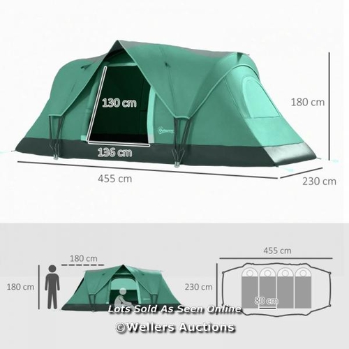 3151 - 5-6 MAN DOME CAMPING TENT HIKING SHELTER UV PROTECTION 3000MM WATER RESISTANT TUNNEL TENT - DARK GRE... 