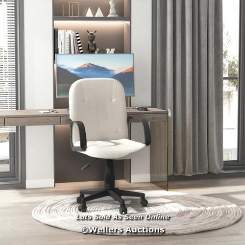 3154 - SWIVEL EXECUTIVE OFFICE CHAIR HOME MID BACK PU LEATHER COMPUTER DESK CHAIR FOR ADULTS WITH ARM, WHEE... 