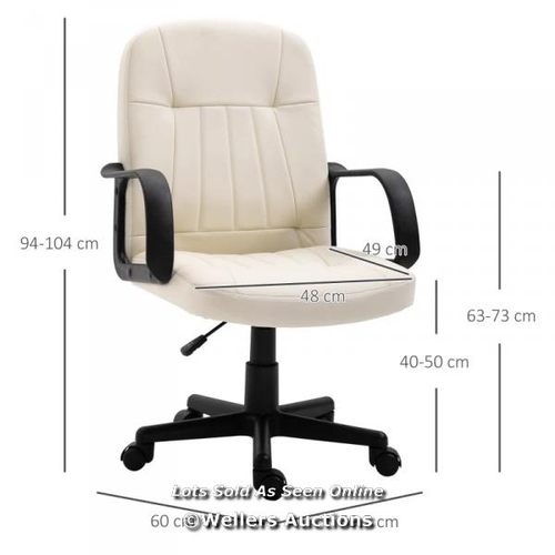 3154 - SWIVEL EXECUTIVE OFFICE CHAIR HOME MID BACK PU LEATHER COMPUTER DESK CHAIR FOR ADULTS WITH ARM, WHEE... 