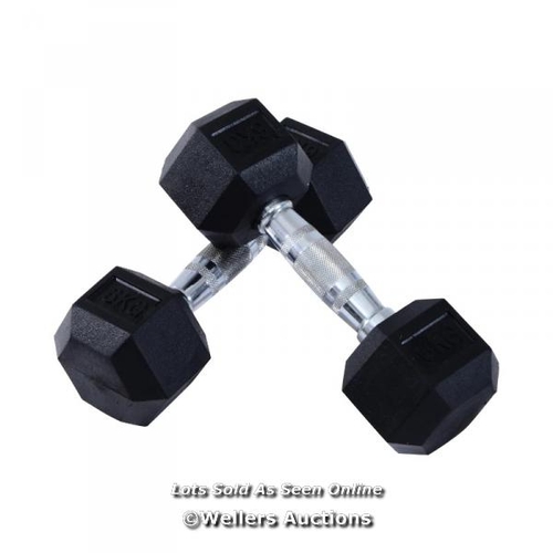 3162 - 2X6KG HEX DUMBBELLS SET RUBBER DUMBBELLS WEIGHT LIFTING EQUIPMENT FITNESS HOME GYM / C