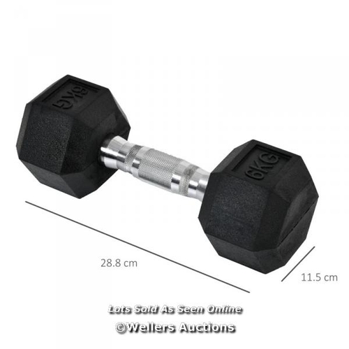 3162 - 2X6KG HEX DUMBBELLS SET RUBBER DUMBBELLS WEIGHT LIFTING EQUIPMENT FITNESS HOME GYM / C