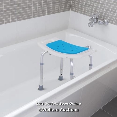 3165 - 6-LEVEL HEIGHT ADJUSTABLE ALUMINIUM BATH ROOM STOOL CHAIR SHOWER NON-SLIP DESIGN W/ PADDED SEAT DRAI... 