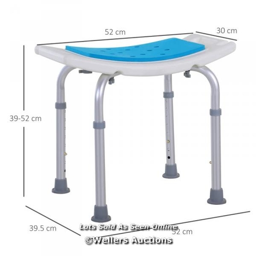 3165 - 6-LEVEL HEIGHT ADJUSTABLE ALUMINIUM BATH ROOM STOOL CHAIR SHOWER NON-SLIP DESIGN W/ PADDED SEAT DRAI... 