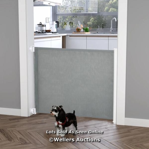 3167 - PAWHUT RETRACTABLE SAFETY GATE, DOG PET BARRIER, FOLDING PROTECTOR, FOR HOME, DOORWAY, STAIRS, 82.5H... 