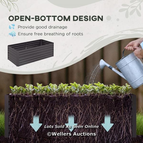 3169 - OUTSUNNY RAISED BEDS FOR GARDEN, GALVANISED STEEL OUTDOOR PLANTERS WITH MULTI-REINFORCED RODS, 180 X... 