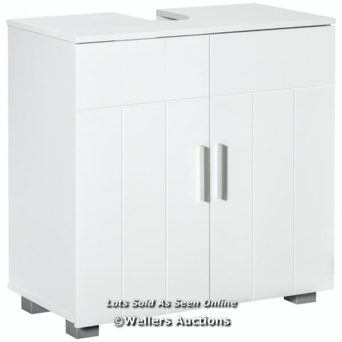 3187 - KLEANKIN PEDESTAL UNDER SINK CABINET, MODERN BATHROOM VANITY UNIT, STORAGE CUPBOARD WITH DOUBLE DOOR... 