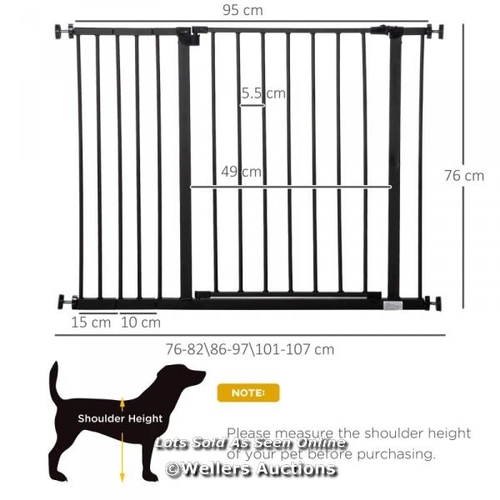 3199 - PAWHUT DOG GATE PET SAFETY GATE STAIR BARRIER PRESSURE FIT ADJUSTABLE 76-82/86-97/101-107 CM / C