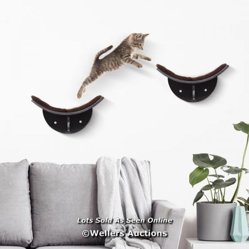 3206 - PAWHUT WOOD CAT SHELVES WALL-MOUNTED SHELTER CURVED KITTEN BED CAT PERCH CLIMBER CAT FURNITURE 41 X ... 